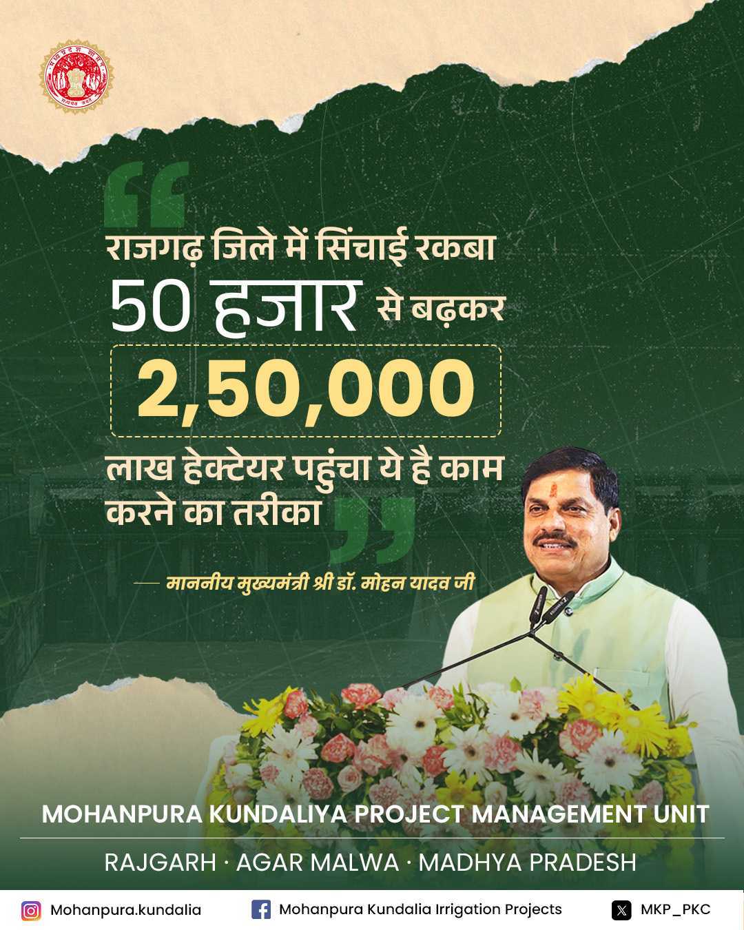 Mohanpura Kundaliya PMU irrigation milestone creative